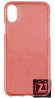 Силиконовый чехол для Apple iPhone X с блестками прозрачный розовый