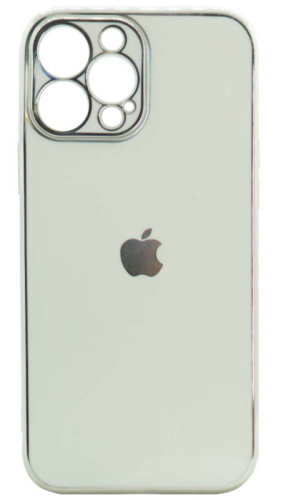 Силиконовый чехол для Apple iPhone 13 Pro Max глянцевый с окантовкой белый