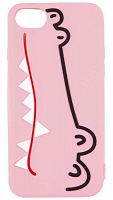 Силиконовый чехол для Apple iPhone 6/7/8 Фигурный крокодил розовый