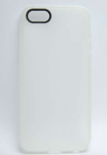 Накладка силиконовая для iPhone 5 с пластиковым ободком белая