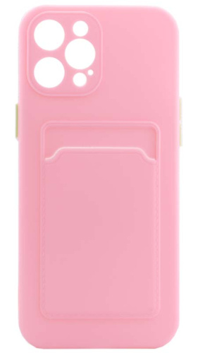 Силиконовый чехол для Apple iPhone 12 Pro Max с кардхолдером розовый