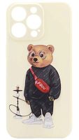 Силиконовый чехол для Apple iPhone 13 Pro медведь в очках в ассортименте бежевый