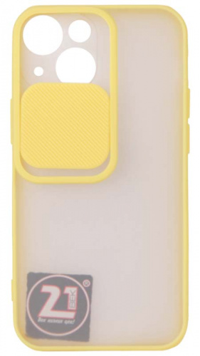 Силиконовый чехол для Apple iPhone 13 mini с защитой камеры хром желтый