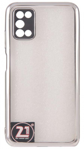Силиконовый чехол для Samsung Galaxy A03S/A037 прозрачный с окантовкой серебро