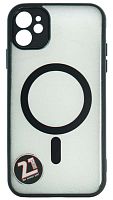 Силиконовый чехол для Apple iPhone 11 MagSafe с окантовкой и защитой камеры черный