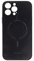 Силиконовый чехол Paika для Apple iPhone 13 Pro Max magsafe карбон черный