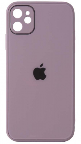 Силиконовый чехол для Apple iPhone 11 стеклянный с защитой камеры бледно-сиреневый