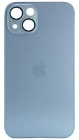 Силиконовый чехол для Apple iPhone 14 матовое стекло с линзами голубой