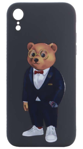 Силиконовый чехол для Apple iPhone XR медведь в очках в ассортименте черный