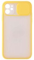 Силиконовый чехол для Apple iPhone 11 с защитой камеры хром желтый