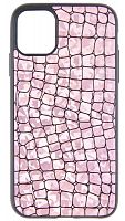 Силиконовый чехол для Apple iPhone 11 Крокодил перламутр розовый