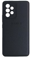 Силиконовый чехол для Samsung Galaxy A52/A525 с защитой камеры кожа с лого чёрный