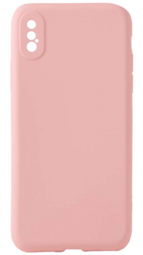 Силиконовый чехол для Apple iPhone X/XS матовый с защитой камеры розовый