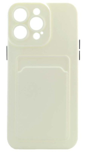 Силиконовый чехол для Apple iPhone 14 Pro Max с кардхолдером белый