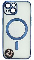 Силиконовый чехол для Apple iPhone 15 magsafe синий