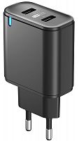 СЗУ USBx2, 2.4A, Smart IC, черное, OLMIO 