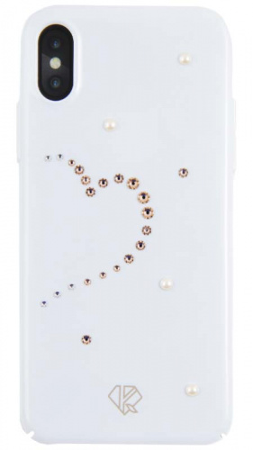 Задняя накладка Kingxbar для Apple iPhone X со стразами Swarovski сердце белый
