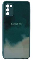 Силиконовый чехол для Samsung Galaxy A02S/A025 стеклянный краски зеленый