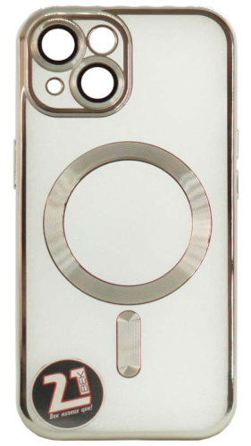 Силиконовый чехол Anyland для Apple iPhone 15 magsafe серебро