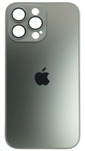 Силиконовый чехол для Apple iPhone 14 Pro Max матовое стекло с линзами титан