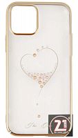Задняя накладка Kingxbar для Apple iPhone 12/12 Pro со стразами сердце золото