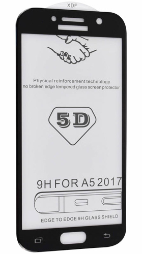 Противоударное стекло для Samsung Galaxy A520/A5 (2017) с полной проклейкой 5D чёрный