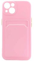 Силиконовый чехол для Apple iPhone 13 с кардхолдером розовый