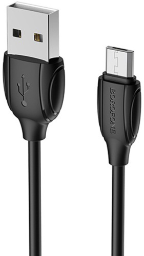Кабель USB - микро USB Borofone BX19 Benefit, 1.0м, круглый, 2.1A, силикон чёрный