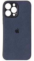 Силиконовый чехол для Apple iPhone 13 Pro Max кожа с лого синий