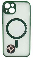 Силиконовый чехол для Apple iPhone 13 MagSafe с окантовкой и защитой камеры зеленый