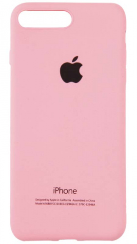 Силиконовый чехол для Apple iPhone 7 Plus/8 Plus с яблоком розовый