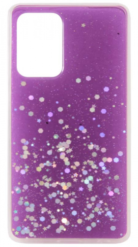 Силиконовый чехол для Samsung Galaxy A52/A525 с блестками и звездами фиолетовый