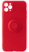 Силиконовый чехол для Apple iPhone 11 Pro Max матовый с кольцом красный