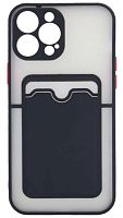 Силиконовый чехол для Apple iPhone 13 Pro Max с кардхолдером хром черный