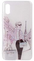 Силиконовый чехол для Xiaomi Redmi 9A девушки с блеском Париж