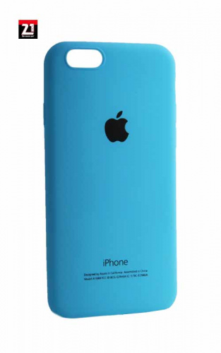 Силиконовый чехол для Apple iPhone 6/6S с яблоком голубой
