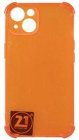 Силиконовый чехол для Apple iPhone 13 с уголками прозрачный оранжевый