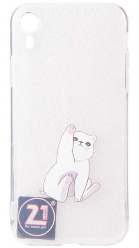 Силиконовый чехол для Apple iPhone XR белый котик