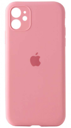 Силиконовый чехол Soft Touch для Apple iPhone 11 с защитой камеры лого светло-розовый