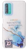 Силиконовый чехол для Xiaomi Poco M3 water ink синий
