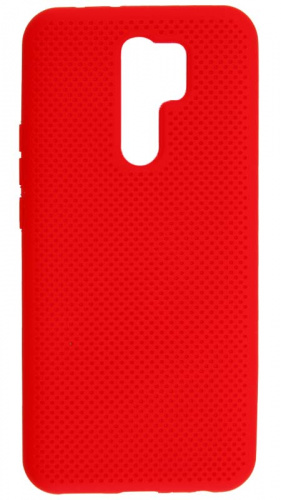 Силиконовый чехол для Xiaomi Redmi 9 с перфорацией красный