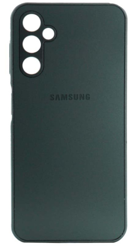 Силиконовый чехол для Samsung Galaxy A14/A145 матовое стекло с лого серый