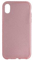 Силиконовый чехол для Apple iPhone XR с блестками прозрачный розовый