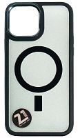 Силиконовый чехол для Apple iPhone 13 Pro Max прозрачный magsafe металл кнопка черный