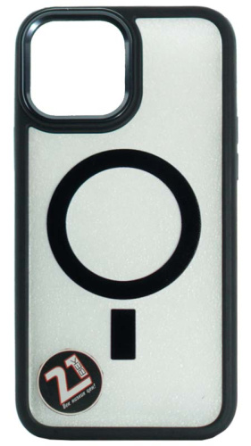 Силиконовый чехол для Apple iPhone 13 Pro Max прозрачный magsafe металл кнопка черный