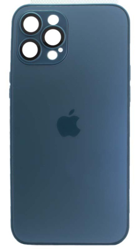Силиконовый чехол для Apple iPhone 13 Pro Max матовое стекло темно-синий