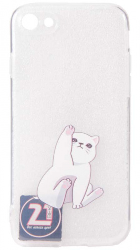 Силиконовый чехол для Apple iPhone 7/8 белый котик