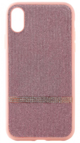 Силиконовый чехол Sulada для Apple iPhone XR со стразами текстильный розовый