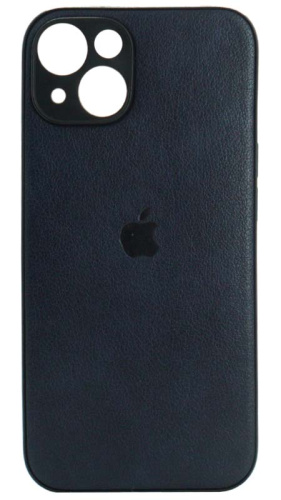 Силиконовый чехол для Apple iPhone 14 кожа с лого синий
