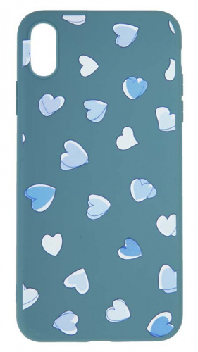 Силиконовый чехол для Apple iPhone XS Max сердечки синий